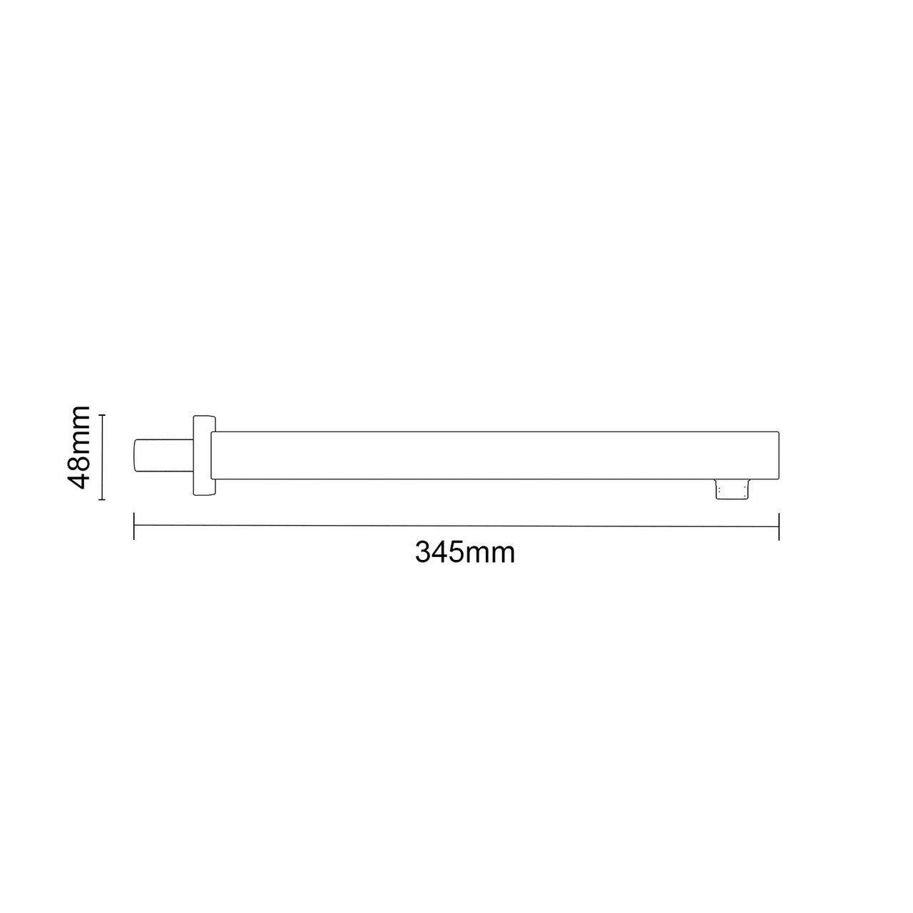 Colore Square Matt Black 345mm Square Fixed Shower Arm - Image 6