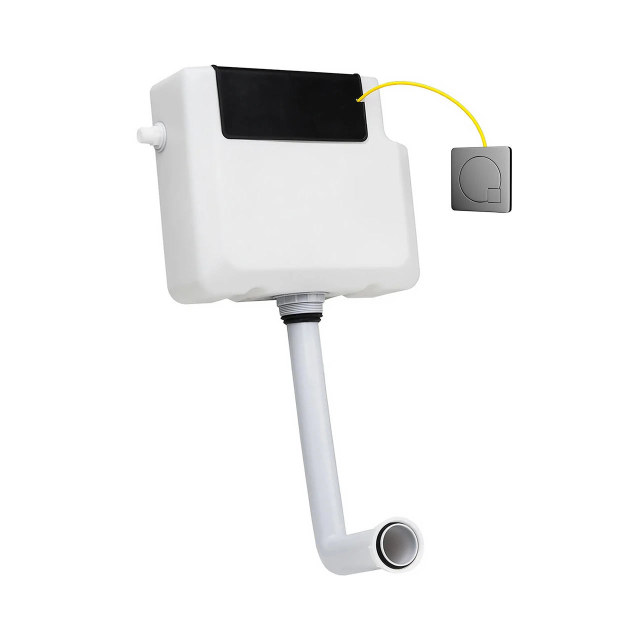 Concealed Cistern With Front Access And Modern Chrome Square Dual Flush Push Button