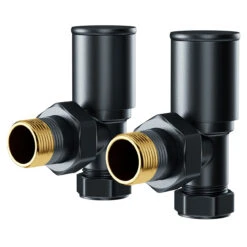 Dias Anthracite Round Angled Radiator Valves