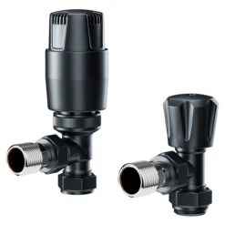 Dias Anthracite Thermostatic Angled Radiator Valves