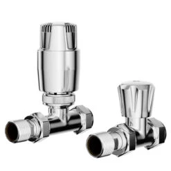 Dias Chrome Thermostatic Straight Radiator Valves