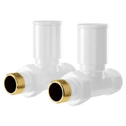 Dias White Round Straight Radiator Valves
