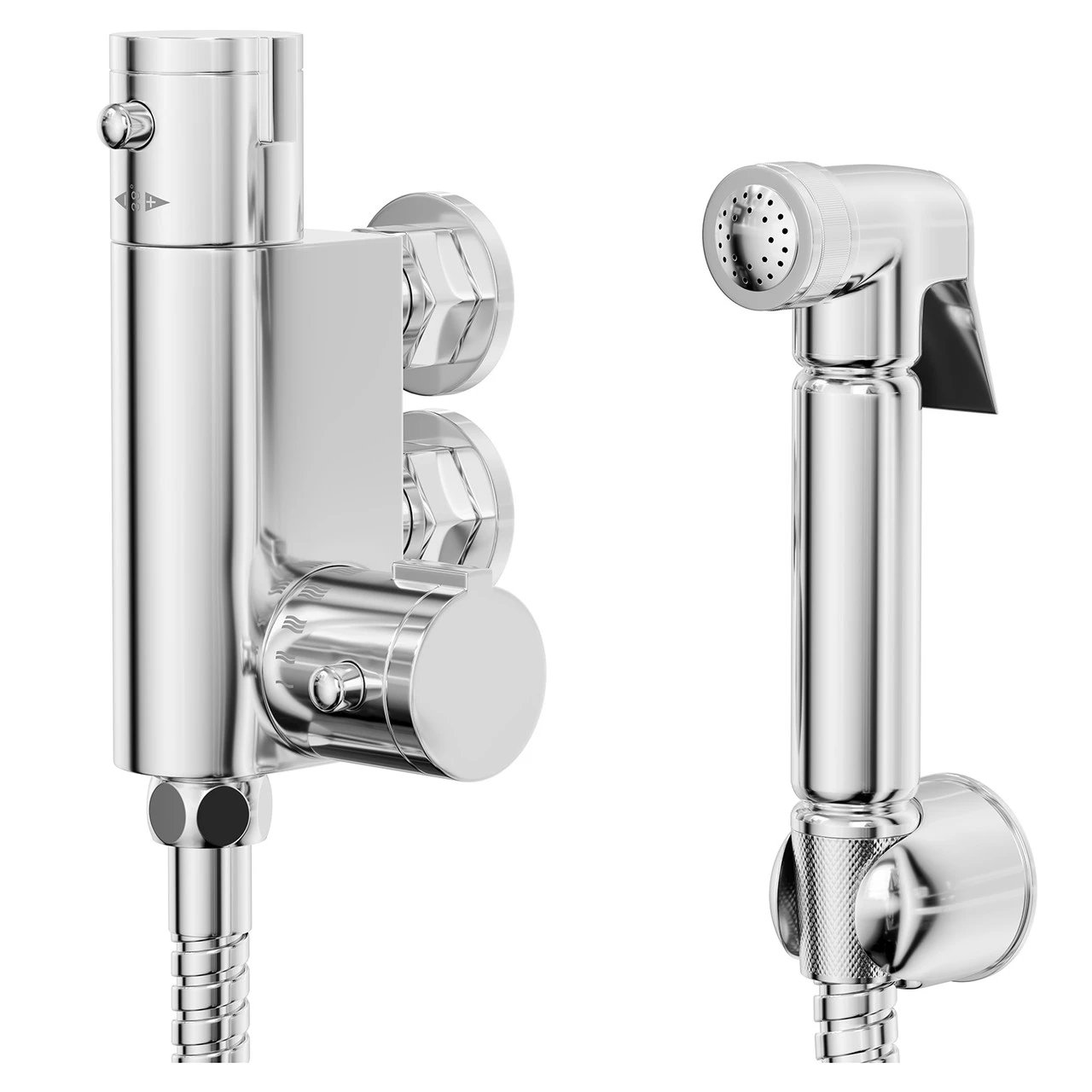 Douche Shower Spray With Wall Bracket And Vertical Thermostatic Bar Valve