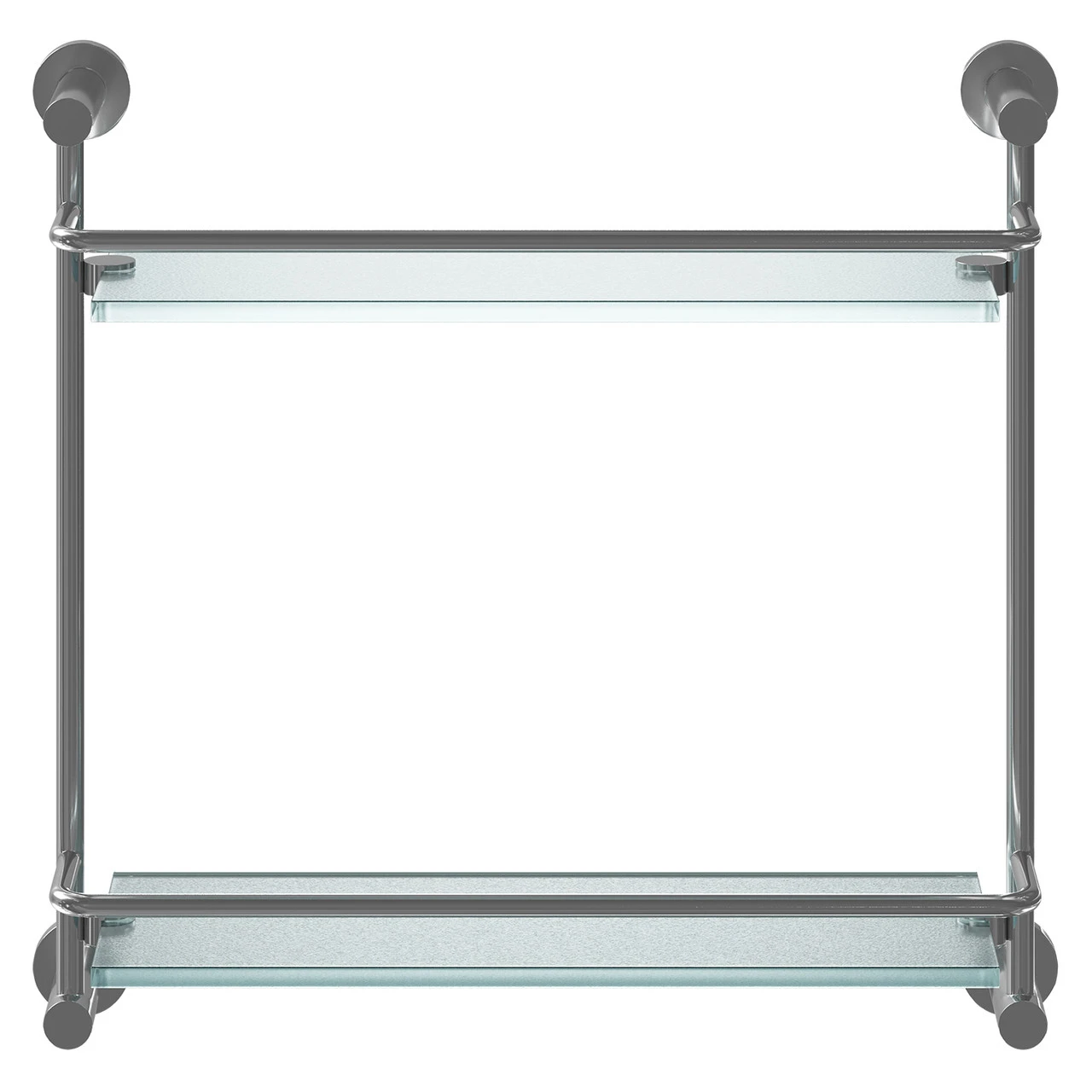 Gemini Polished Chrome And Glass Wall Mounted Double Vanity Shelf - Image 2