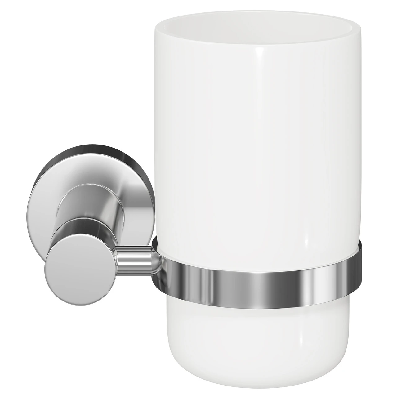 Gemini Polished Chrome And White Ceramic Wall Mounted Bathroom Tumbler - Image 2