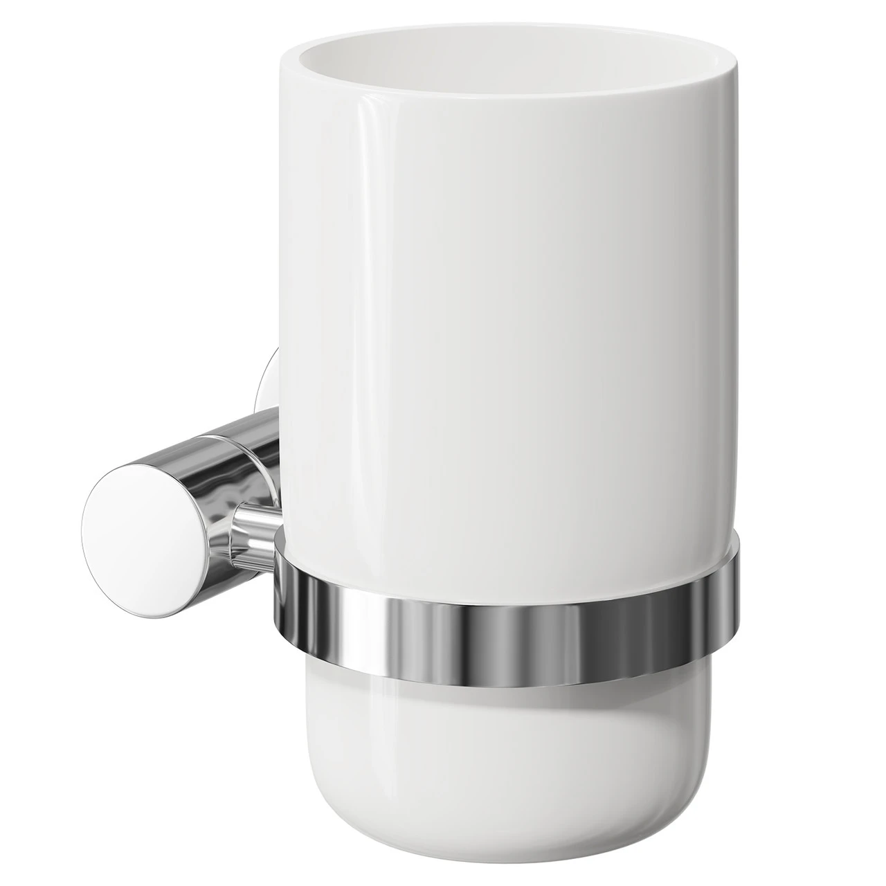 Gemini Polished Chrome And White Ceramic Wall Mounted Bathroom Tumbler