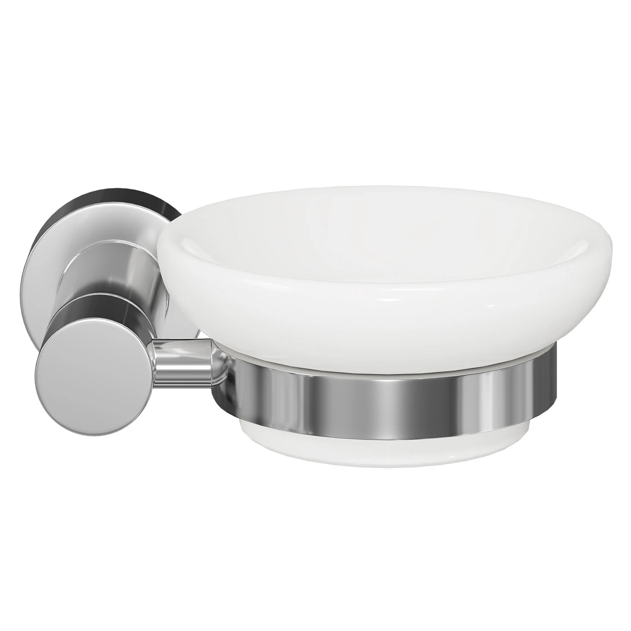 Gemini Polished Chrome And White Ceramic Wall Mounted Soap Dish - Image 2