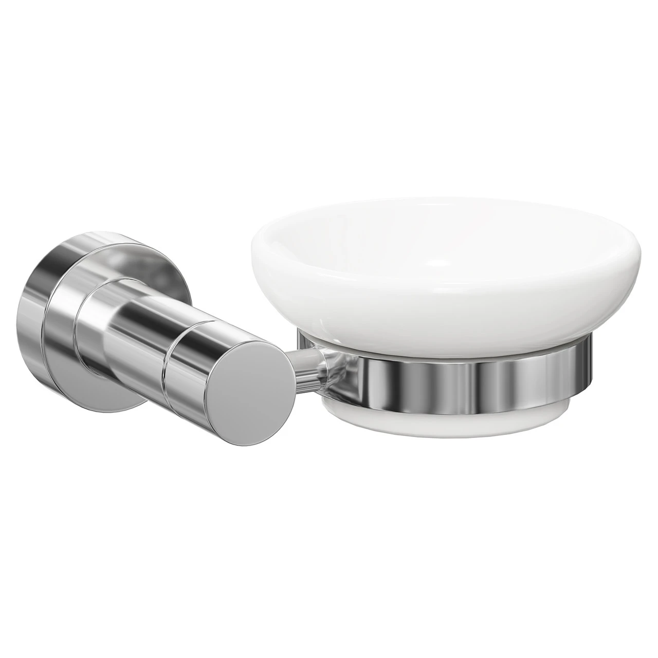 Gemini Polished Chrome And White Ceramic Wall Mounted Soap Dish - Image 3