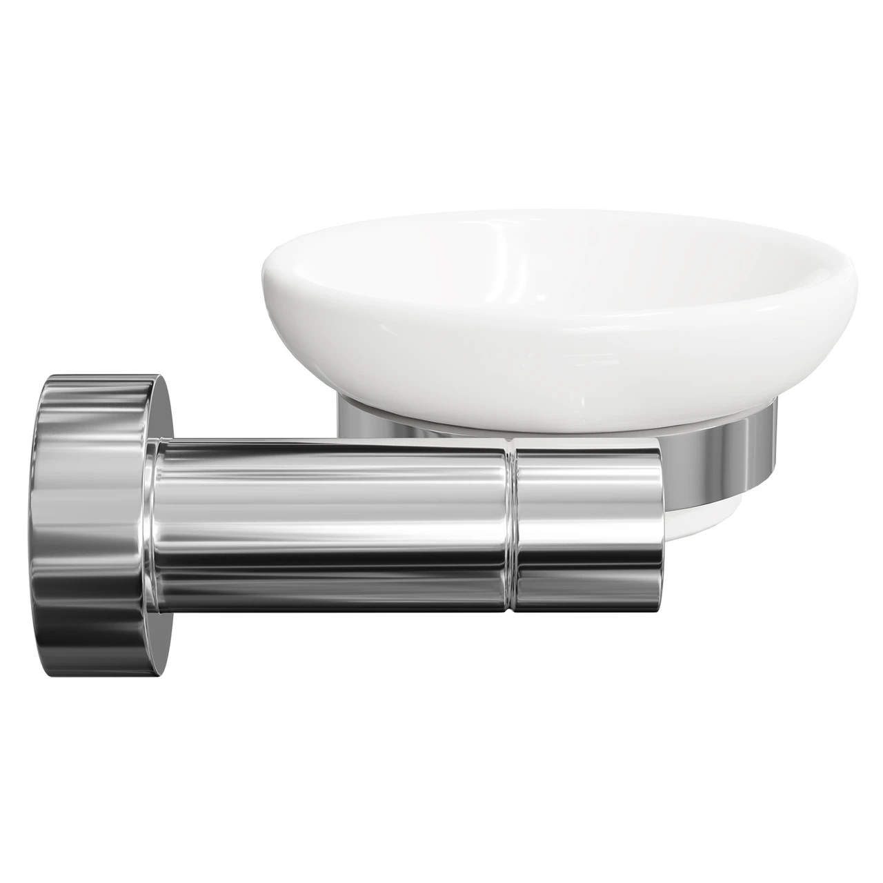 Gemini Polished Chrome And White Ceramic Wall Mounted Soap Dish - Image 4
