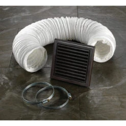HiB Brown Fixed Grille 3m Flexible Ducting Extractor Fan Accessory Kit With Hose Clamps - 32500