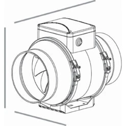 HiB Cyclone Chrome Wet Room Inline Extractor Fan With Cool White LED Light - 32700 -Bathroom Accessories Store hib cyclone chrome wet room inline extractor fan with cool white led light 32700 line drawing 11068.1662633547