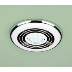 HiB Cyclone Chrome Wet Room Inline Extractor Fan With Cool White LED Light - 32700