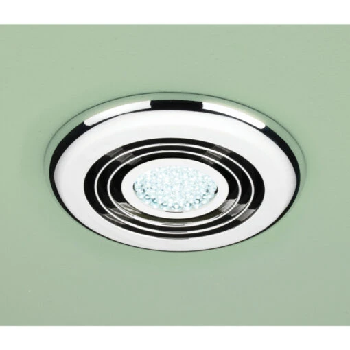 HiB Cyclone Chrome Wet Room Inline Extractor Fan With Cool White LED Light - 32700
