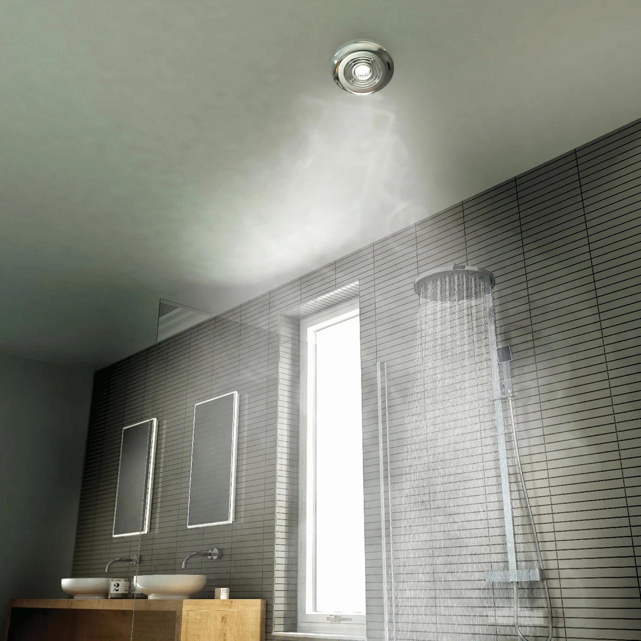 HiB Cyclone Chrome Wet Room Inline Extractor Fan With Cool White LED Light - 32700 - Image 2