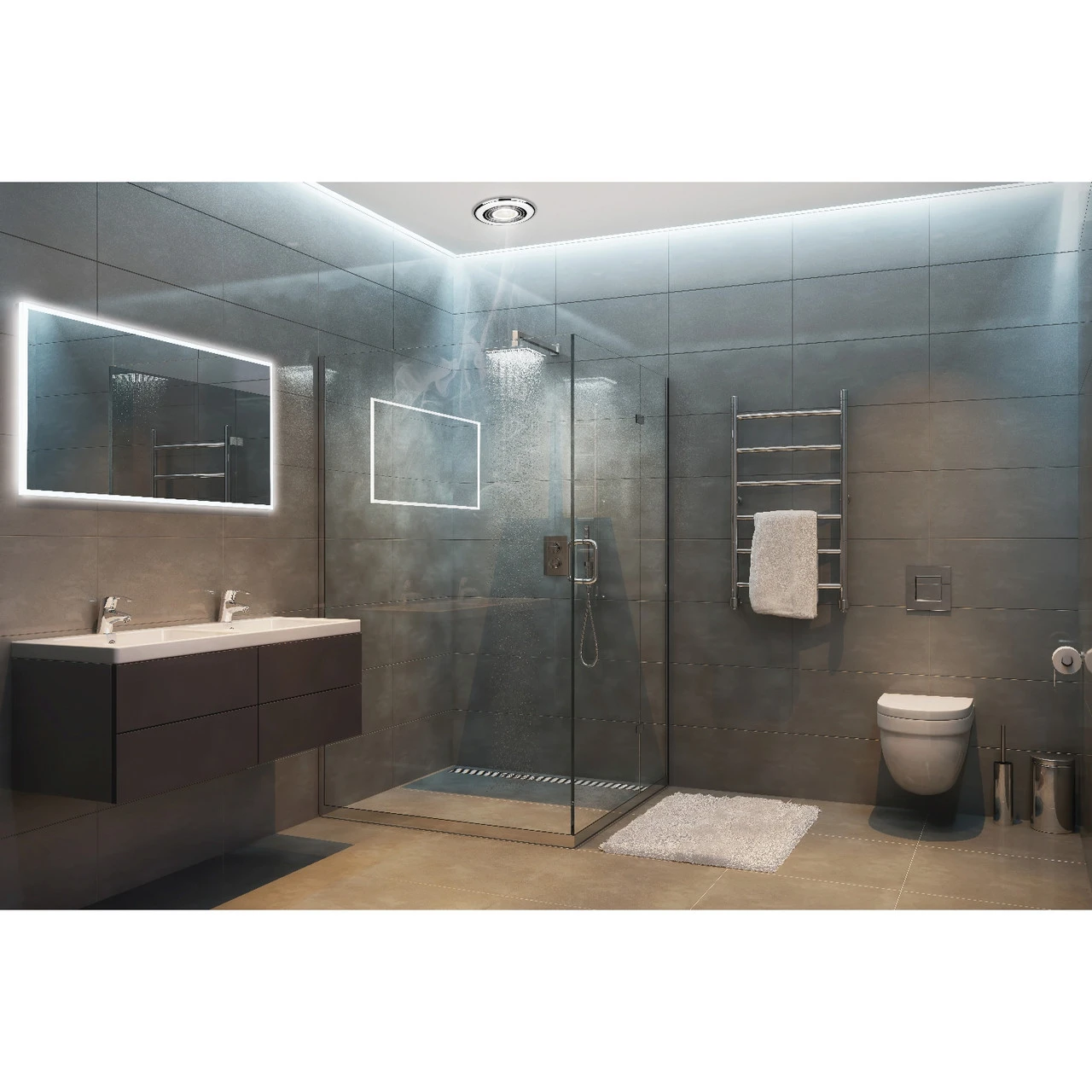 HiB Cyclone Chrome Wet Room Inline Extractor Fan With Cool White LED Light - 32700 - Image 3