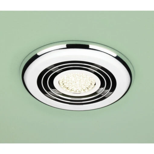 HiB Cyclone Chrome Wet Room Inline Extractor Fan With Warm White LED Light - 33700