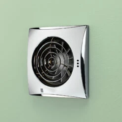 HiB Hush Chrome Safety Extra Low Voltage Wall Mounted Extractor Fan - 34600