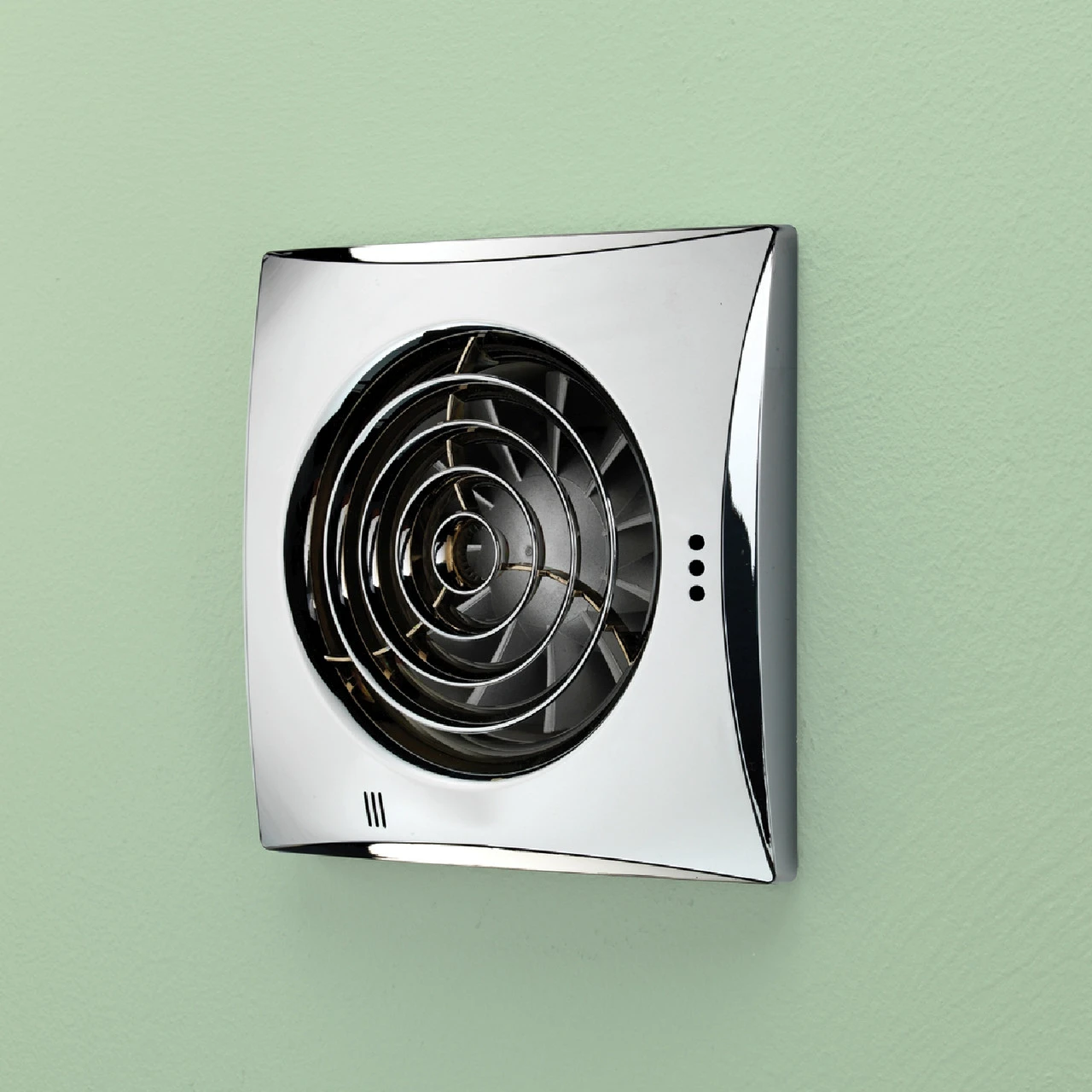HiB Hush Chrome Wall Mounted Extractor Fan With Timer - 33100