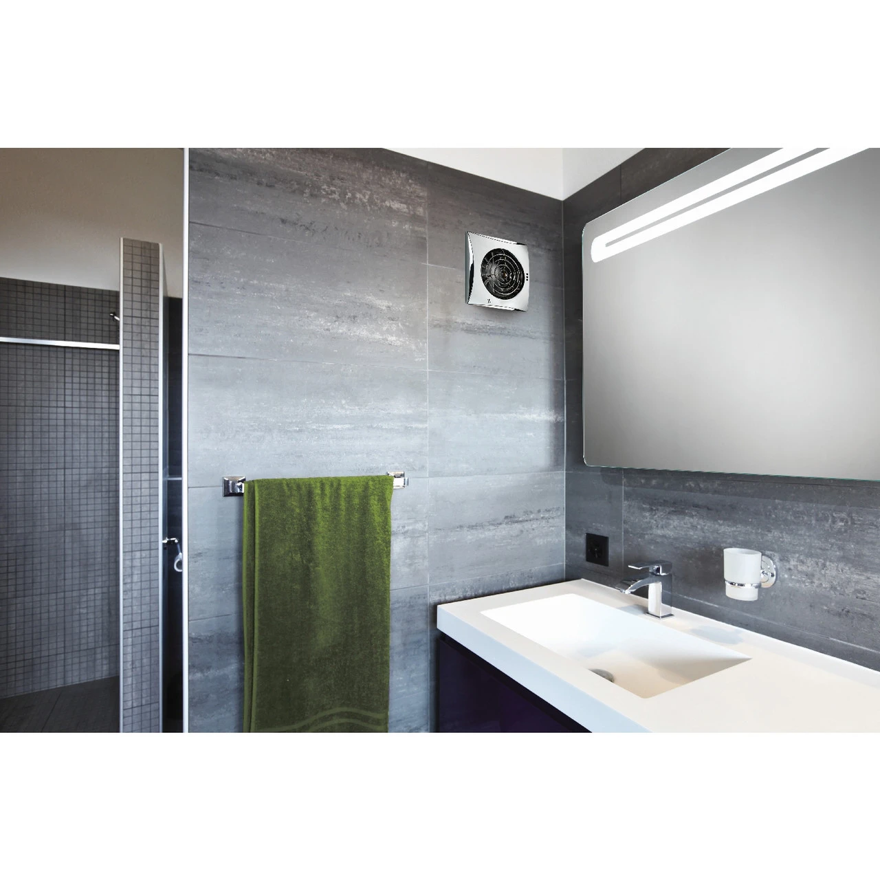 HiB Hush Chrome Wall Mounted Extractor Fan With Timer - 33100 - Image 2