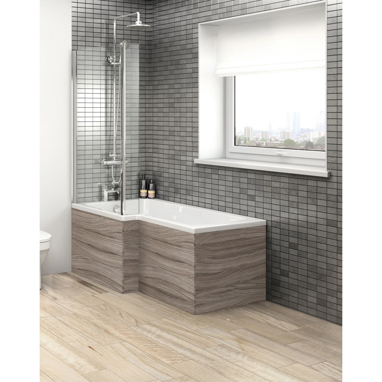 Hudson Reed Driftwood Square Shower Bath End Panel 680mm - OFF279 - Image 3