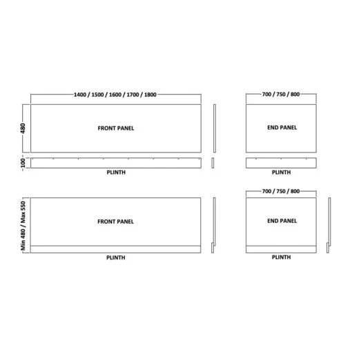 Hudson Reed Natural Oak 1700mm Bath Front Panel With Plinth - OFF377 - Image 2