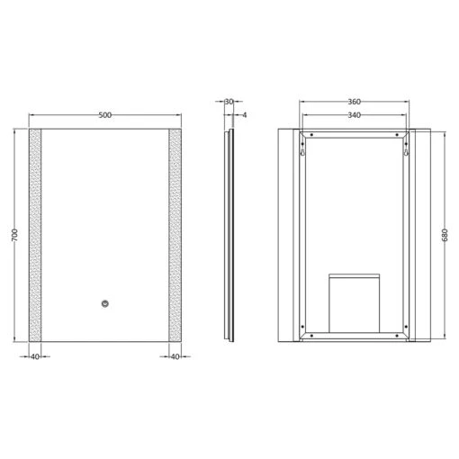 Hudson Reed Silver 700mm X 500mm Ambient Touch Sensor Mirror - LQ601 - Image 2