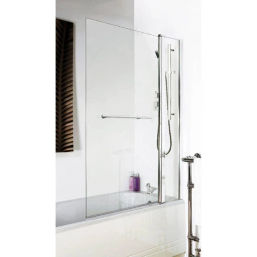 Nuie 1000mm Square 6mm Bath Screen With Fixed Panel And Rail - NSSQR2 - Image 2