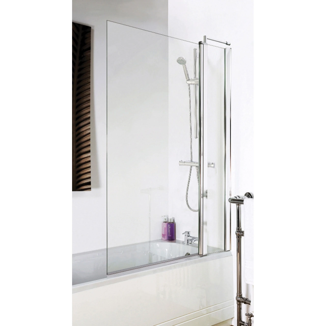 Nuie 1005mm Square Bath Screen With Fixed Panel - NSSQ1 - Image 2