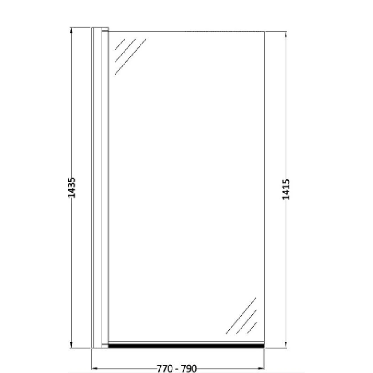 Nuie 790mm Square Bath Screen - NSSQ - Image 2