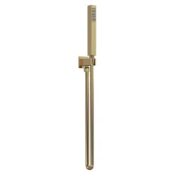 Nuie Brushed Brass Square Shower Handset With Hose And Bracket - A8264