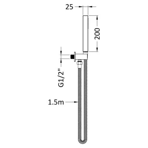Nuie Brushed Brass Square Shower Handset With Hose And Bracket - A8264 - Image 2