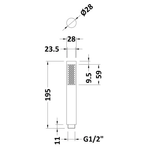 Nuie Chrome Pencil Shower Handset - PK330 - Image 2