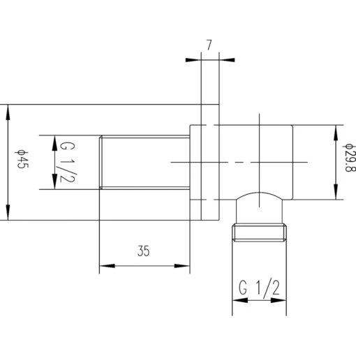 Nuie Chrome Plated Minimalist Outlet Elbow - A3275 - Image 2