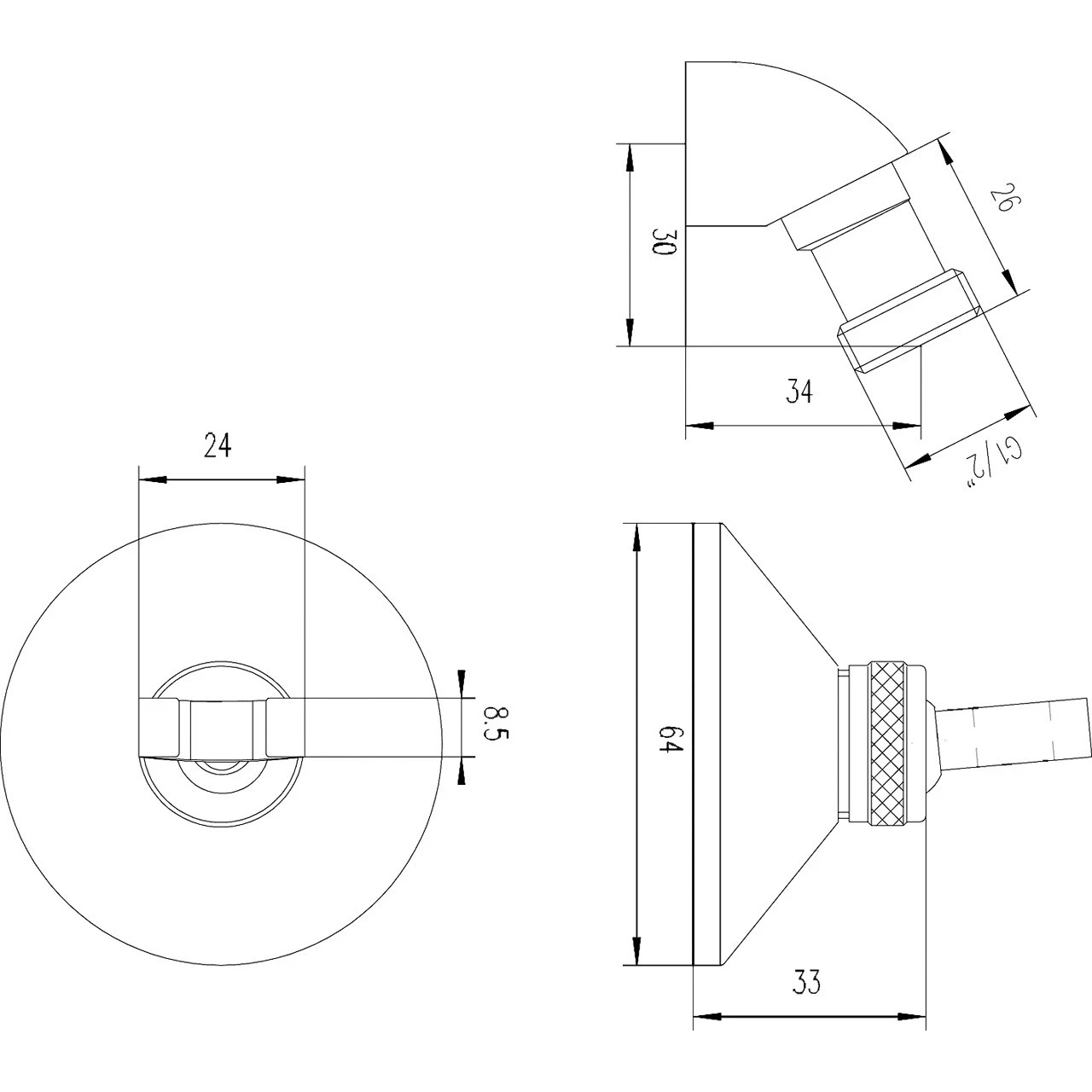Nuie Chrome Plated Wall Bracket And Elbow - A310A - Image 2