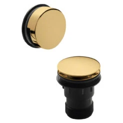 Nuie Easyclean Push Button Bath Waste With Minamilist Overflow Brushed Brass - E827