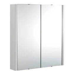 Nuie Eden Gloss Grey Mist 600mm 2 Door Mirror Cabinet - NVM413