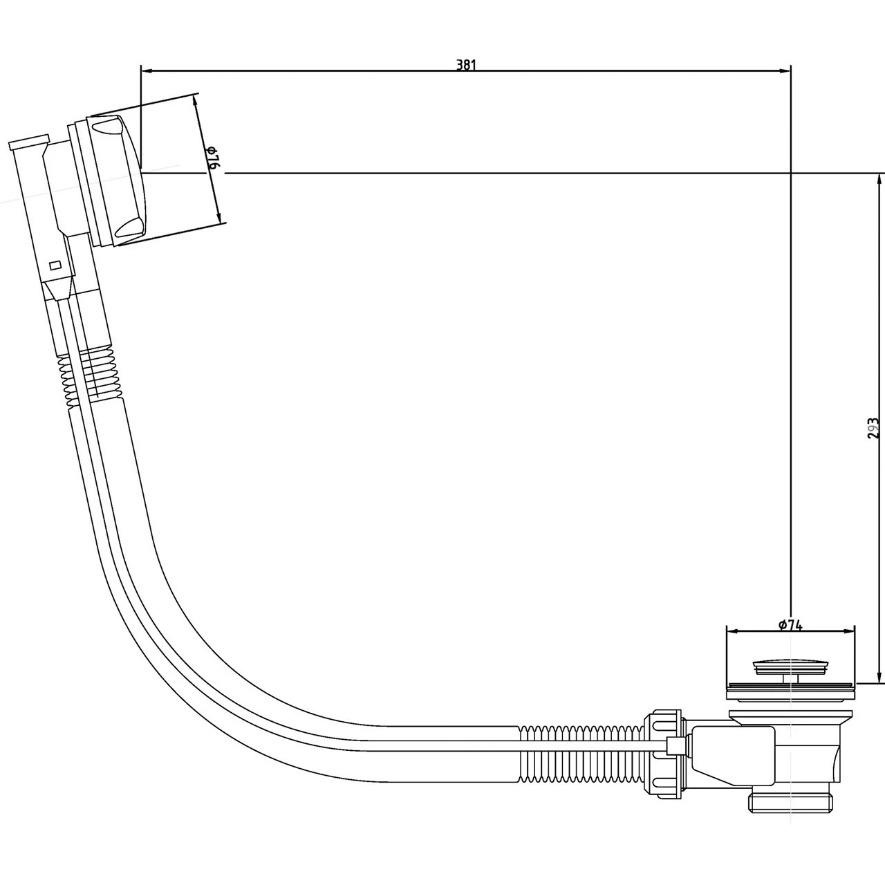 Nuie Extended Bath Pop-up Waste And Overflow - EA333 - Image 2