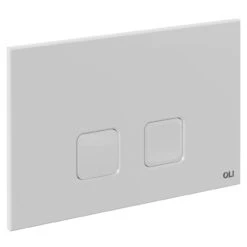 OLI Basal White 230mm Flush Plate With Square Push Buttons -Bathroom Accessories Store oli basal white 230mm flush plate with square push buttons left 07620.1658133013
