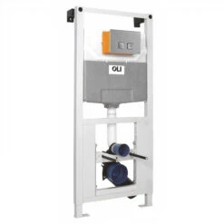 OLI 120 Plus Mechanical Mid Height Concealed Cistern With Wall Frame And Basal Polished Dual Flush Plate With Square Buttons