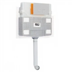 OLI 120 Plus Mechanical Mid Height Concealed Cistern And Basal White Dual Flush Plate With Square Push Buttons