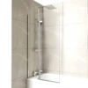 Polished Chrome 745mm Centre Hinged Square Corner Bath Shower Screen