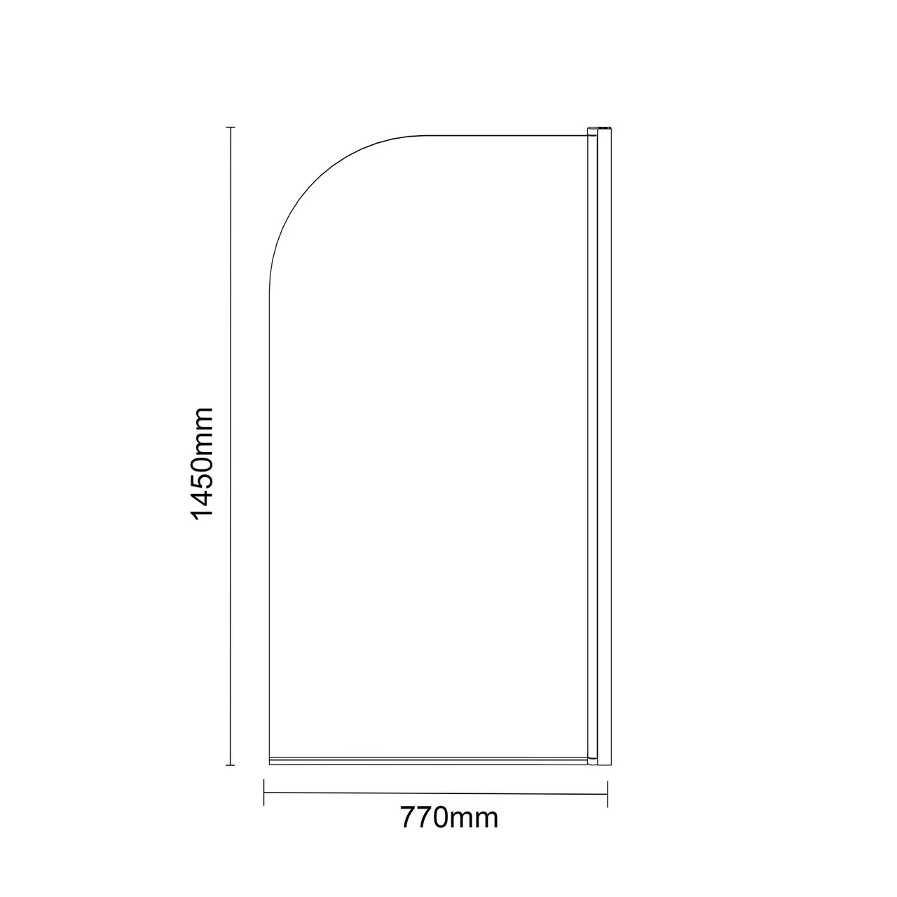 Polished Chrome 770mm Single Section Rounded Corner Bath Shower Screen - Image 4