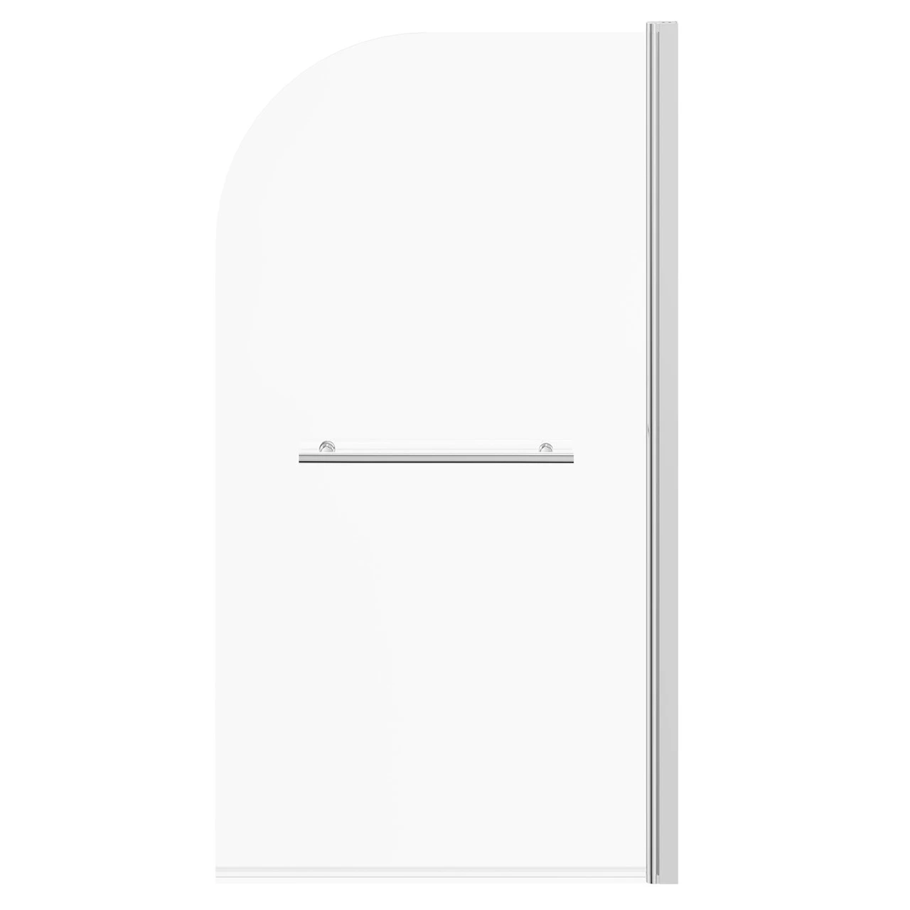 Polished Chrome 770mm Single Section Rounded Corner Bath Shower Screen With Towel Rail - Image 2