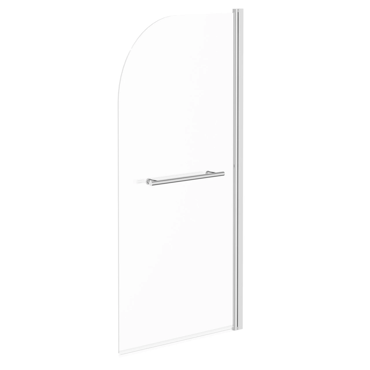 Polished Chrome 770mm Single Section Rounded Corner Bath Shower Screen With Towel Rail - Image 3