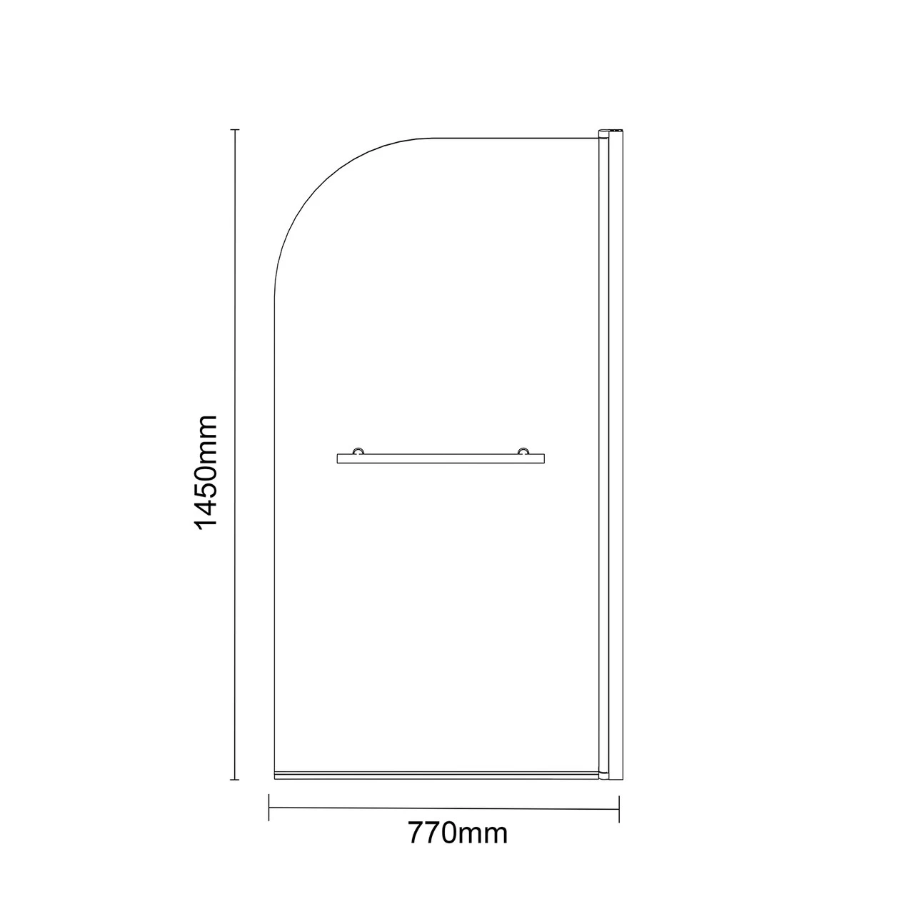 Polished Chrome 770mm Single Section Rounded Corner Bath Shower Screen With Towel Rail - Image 4