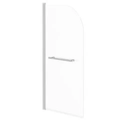 Polished Chrome 770mm Single Section Rounded Corner Bath Shower Screen With Towel Rail