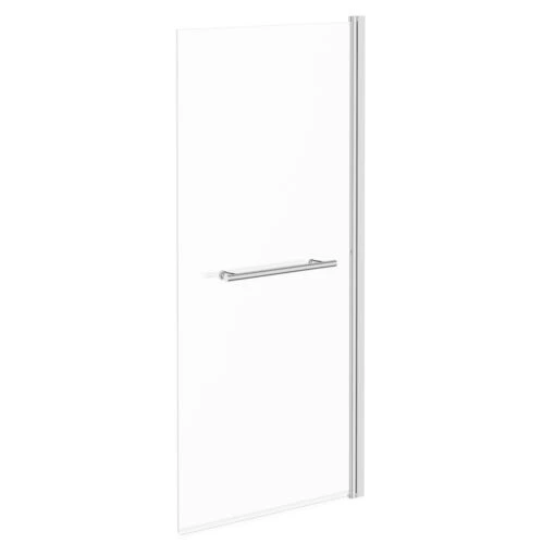 Polished Chrome 770mm Single Section Square Corner Bath Shower Screen With Towel Rail - Image 3