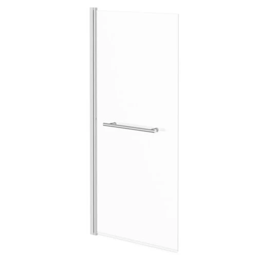 Polished Chrome 770mm Single Section Square Corner Bath Shower Screen With Towel Rail