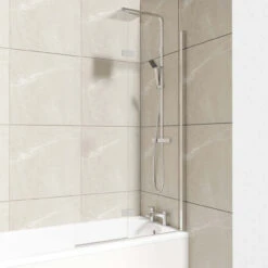 Polished Chrome 875mm Right Hand Two Panel Infold Bath Shower Screen