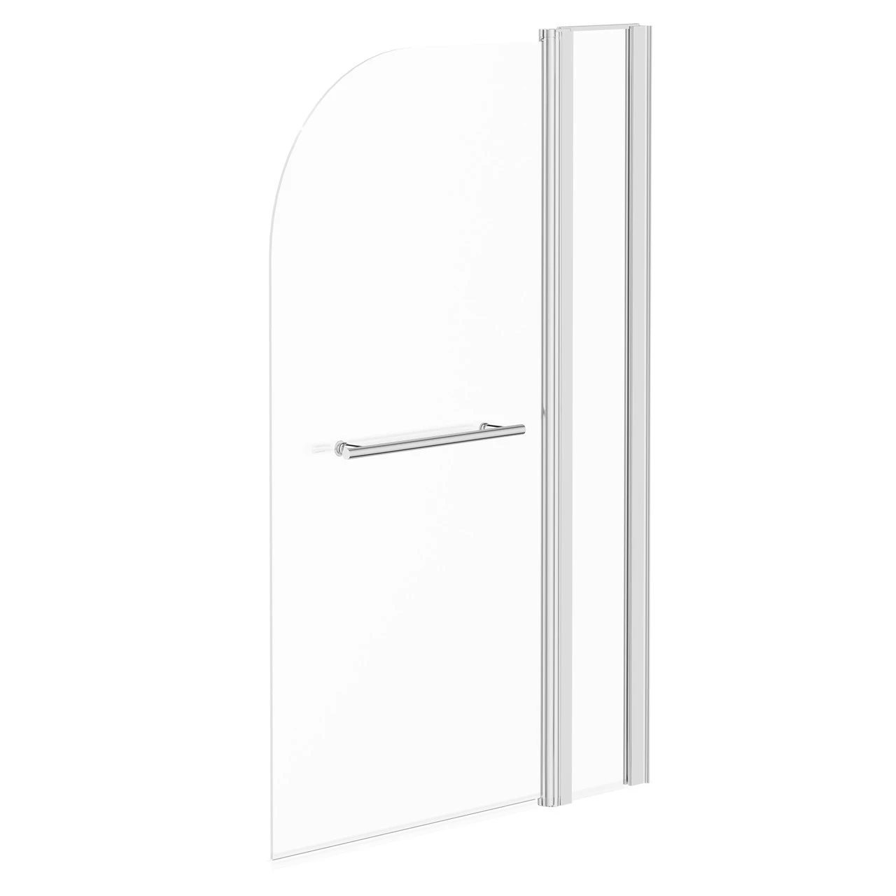 Polished Chrome 985mm Extended Rounded Corner Bath Shower Screen With Towel Rail - Image 3